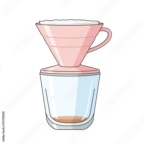 Brewing pour over coffee with a pink dripper and fresh grounds for a vibrant start to your day