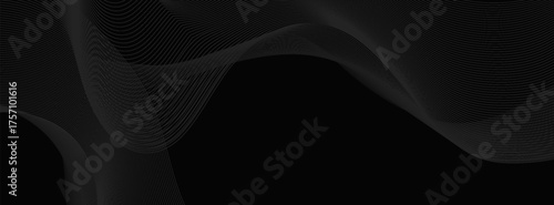 Black abstract background design. Modern wavy line pattern in monochrome colors. Premium stripe texture for banner. Modern trendy and creative illustration