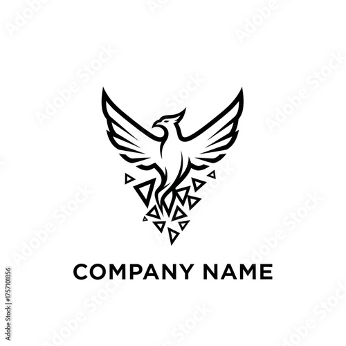 Phoenix Rising - A Symbol of Rebirth and Transformation with Geometric Elements.