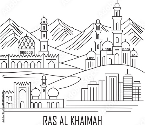 Ras Al Khaimah City Line Draw Simple Minimalist