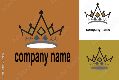 Elegant Crown Logo Design with Geometric Elements for Brand Identity.