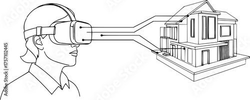Architect using vr headset experiencing immersive architectural visualization 