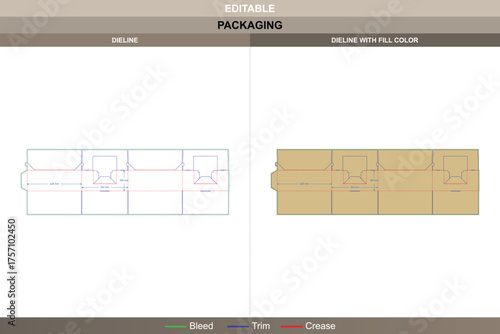 Display tray box dieline premium vector printing packaging format highlighting folded corner setup clean crease lines and accurate die line modeling for product showcasing