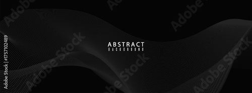Black abstract background design. Modern wavy line pattern in monochrome colors. Premium stripe texture for banner, business backdrop. vector illustration, website