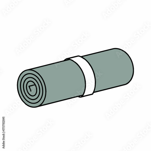 Rolled Up Yoga Mat with White Strap for Exercise.