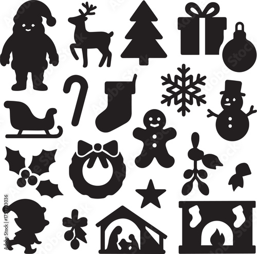 Christmas icons silhouette pack