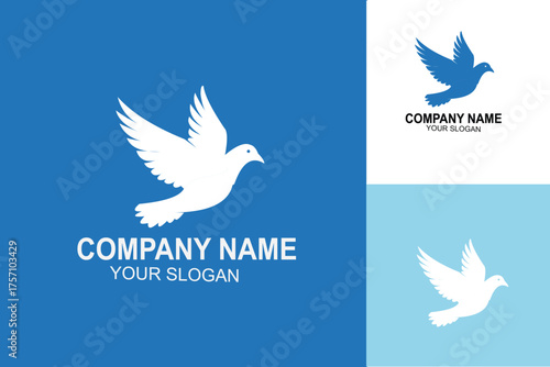Elegant Dove Logo Design for Peace Freedom and Spiritual Concepts.
