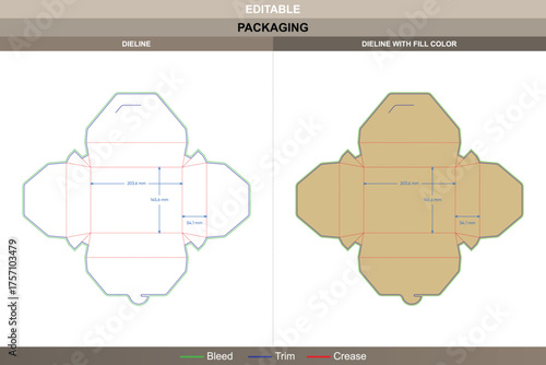 Food tray box dieline professional vector printing packaging mockup detailed folding system with structured corners and clean die line accuracy for retail food service