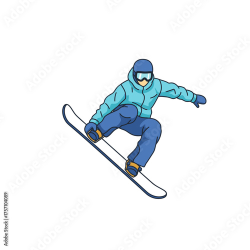Snowboarder in Action - A Dynamic Winter Sports Illustration.