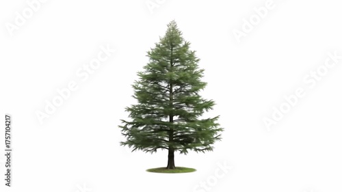 Rotating fir tree isolated on white background. Animation 4k video.