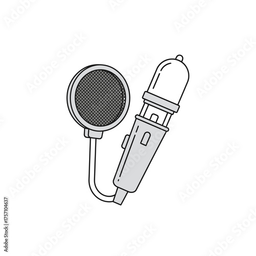 Studio Microphone with Pop Filter - Professional Audio Recording Equipment.