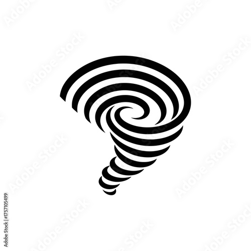 Stylized Tornado Illustration with Concentric Lines and Swirling Effect.