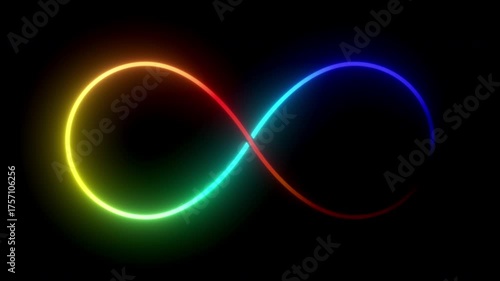 Wallpaper Mural Glowing neon infinity symbol. Infinite loop. Seamless looping. Color cycling effect. Torontodigital.ca