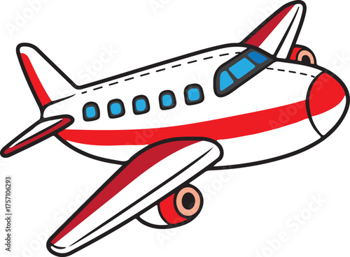 vector illustration of airplane. White airplane with red line design o it. airbus vector illustration.