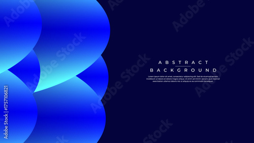 Overlapping Blue Circle Shapes Abstract Background with Dark Elegant Space