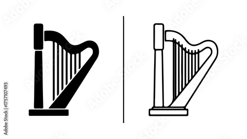 Harp icons with outline and solid fill