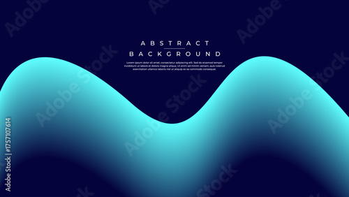 Minimalist Dark Abstract Background with Central Smooth Cyan Fluid Wave