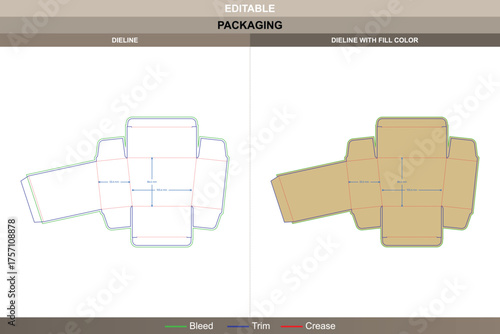 Trapezoid tuck end box dieline vector printing packaging layout elegant slanted edge design structured folds and detailed die line accuracy for professional presentation