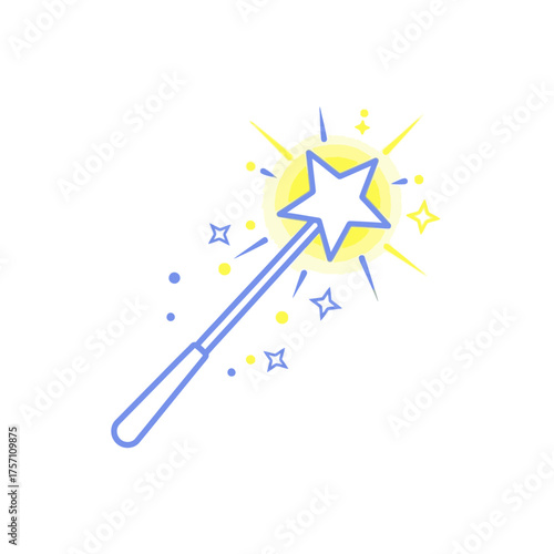 Whimsical Magic Wand with Star and Sparkles for Enchanting Designs.