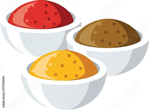 Delightful bowls of vibrant seasonings and spices ready to enhance your culinary creations with flavor and charm on a sunny yellow backdrop