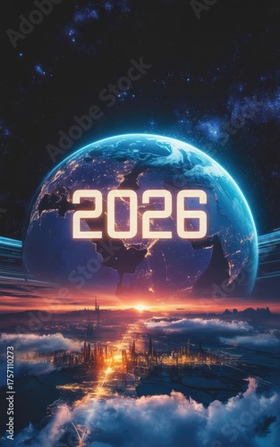 2026 New Year Celebration Concept Illustration, AI generated image
