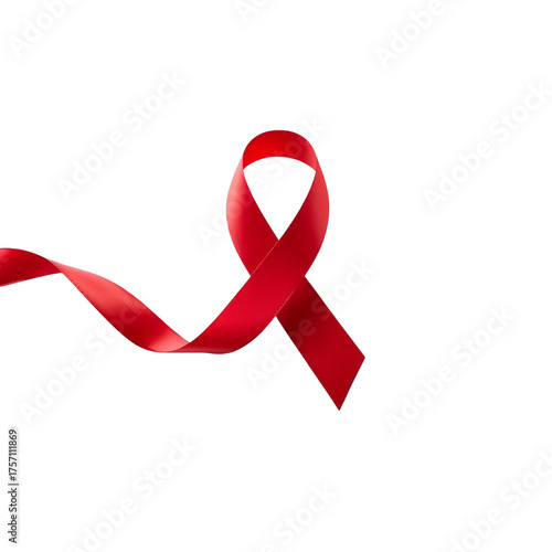Red Awareness Ribbon Symbol on Transparent Background