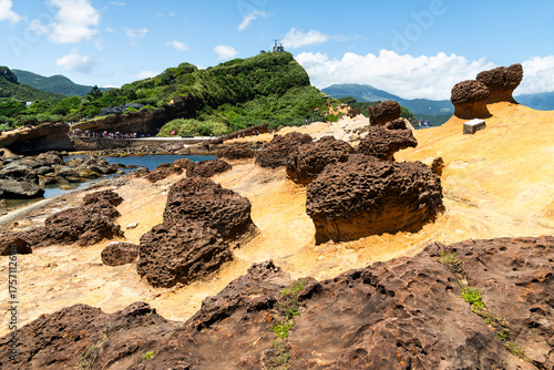 Beautiful view of the Yehliu Geopark. Yehliu is a cape located in Wanli, New Taipei City, Taiwan.