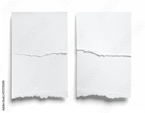 Wallpaper Mural Two torn white papers lie side by side on white background Torontodigital.ca