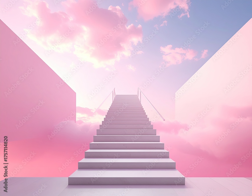 Obraz premium Stairway to pink sky