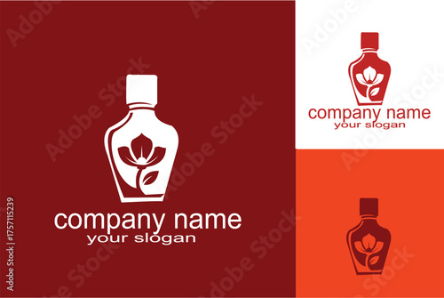 Elegant Perfume Bottle Logo with Floral Design for Beauty Brands.