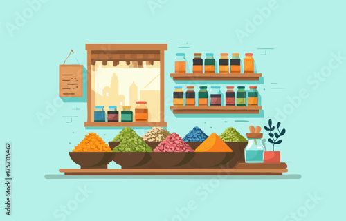 Spice Bazaar Stall flat illustration