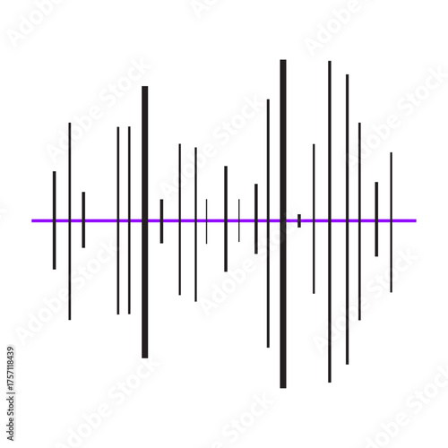 Abstract audio sound wave visualization with a purple line representing frequency and amplitude