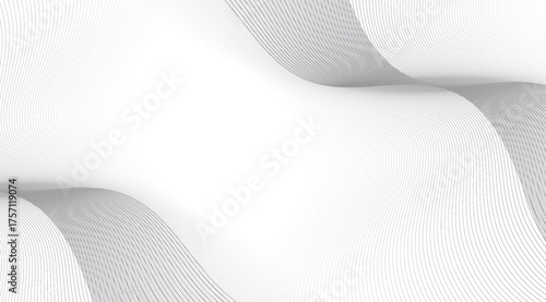 Elegant curves formed by thin gray lines cascade across a clean white backdrop, creating a modern, abstract design with smooth, flowing shapes and a minimalist aesthetic, offering calm sophistication