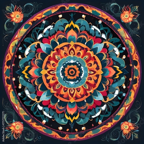 Rundes Mandala - Bunte Farben