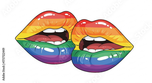 Rainbow lips lgbtq pride month illustration vector design for equality and love celebration concept