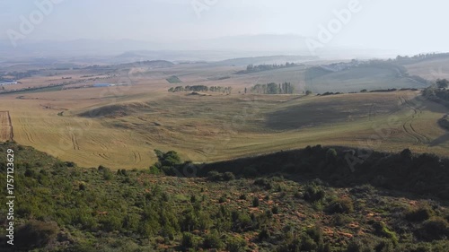 Aerial Landscape near Pamplona and Alto del Perdon, Spain . 