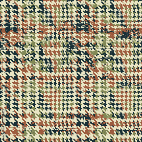 Houndstooth pied de poule plaid abstract wallpaper  grunge vector seamless pattern for fabric shirt pillow tablecloth wrapping