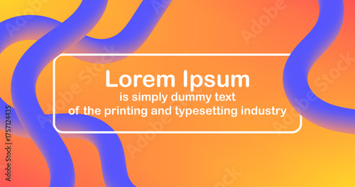 Minimal Banner Template Purple wavy liquid shapes and place for text on Orange Background Gradient Design