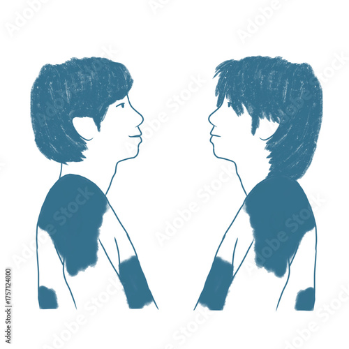 Two People Facing Each Other Minimalist Illustration
