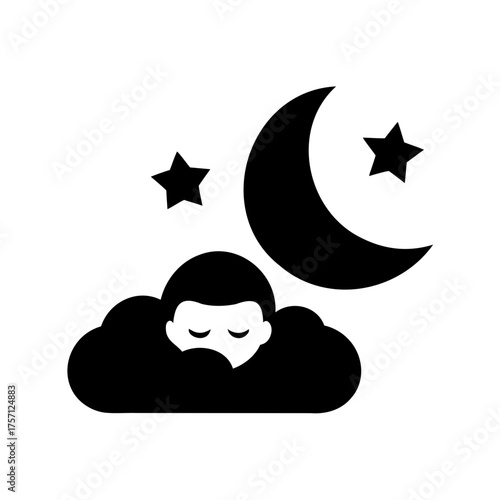 Dreamy night slumber silhouette of a person sleeping among the stars