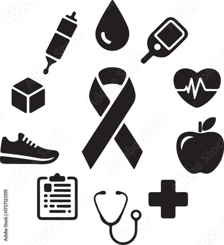 Diabetes awareness ribbon for healthy lifestyle