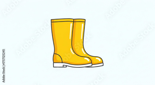 Yellow rain boots vector illustration for waterproof footwear fashion and outdoor activities in rainy weather