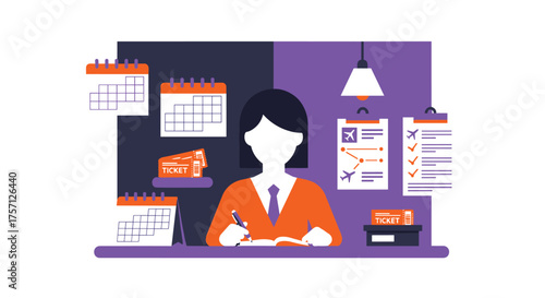 Organized professional managing tasks with calendars and lists for efficient work planning