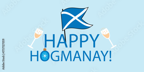 Happy Hogmanay Graphic with Scottish Flag