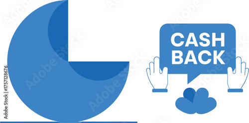 Abstract Cashback Offer Concept: Modern Financial Returns & Rewards Promotion in Blue and White with Hands, Representing Savings and Money Back Guarantees for Business & Marketing Promotions, Investme