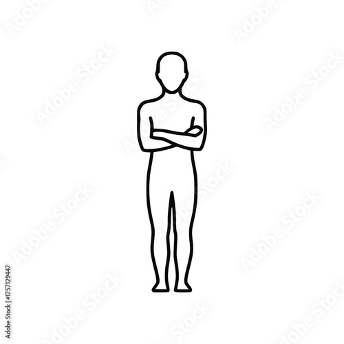 Standing Person with Crossed Arms Outline Vector Icon