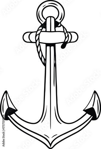 Minimal navy admiral anchor silhouette isolated on transparent background