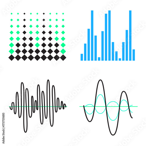 Audio Waveform and Frequency Analysis Visualizations for Sound Design and Data Representation