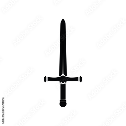 Crusader Knight Templar Sword Solid Glyph Vector Icon
