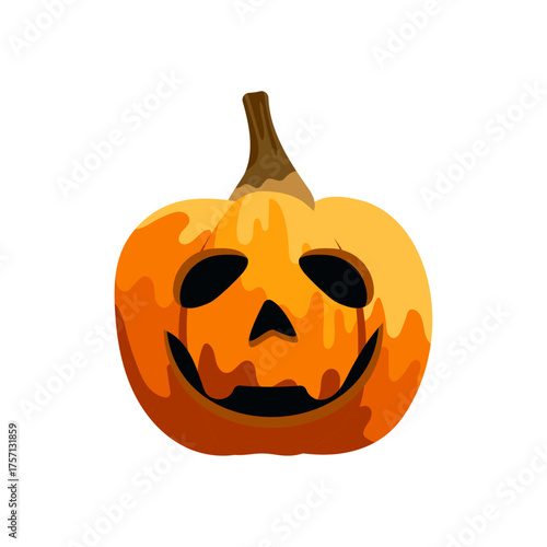 Happy Jack-o'-lantern with a spooky carved face, perfect for Halloween decorations and festive celebrations